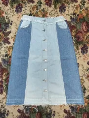 デニム レイヤード スカート ミディ丈