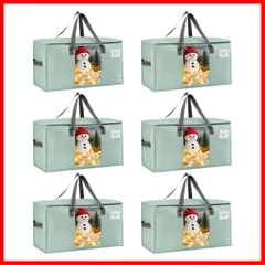 布団袋 衣装ケース 洋服収納 折りたたみ可能 ダブルジッパー付き 引っ越し 透明窓付き キャンプ 耐水 高耐久 旅行 引越しダンボールの代替 大容量 (ライトグリーン 引越しバッグ 布団収納袋 6枚セット) VENO