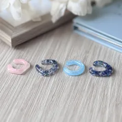 お花 パープル ピンク ブルー イヤーカフ セット イヤカフ 選べる 重ね付け 小さめ 小ぶり【581】