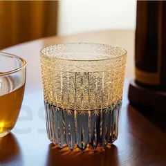 コップ 江戸切子 手作り 紫蛍石 フローライト 模様 クリスタルタンブラー 320ml ウィスキー 水割り用 高級ギフト 箱入り 麦の芒琥珀ブラック