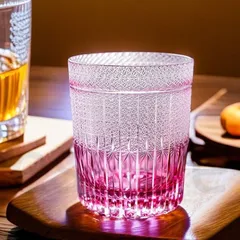 コップ 江戸切子 手作り 紫蛍石 フローライト 模様 クリスタルタンブラー 320ml ウィスキー 水割り用 高級ギフト 箱入り 麦の芒ゴールド