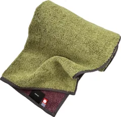 【在庫セール】キャンプ コットン100％ 綿100％ リバーシブル キッチンタオル エステ用タオル 業務用タオル 優しい肌触り 今治 日本製 威光茶×紫根色 緑系 34cm×85cm 日本の伝統色 フェイスタオル 今治タオル kainoo