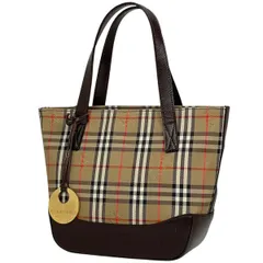 バーバリー BURBERRY チェック柄 ハンドバッグ 手提げ ハンドバッグ キャンバス ブラウン レディース 【中古】