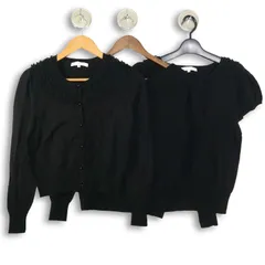 3枚セット★ M-premier Mプルミエ 秋冬 ウール★ ニット フリル カーディガン トップス アンサンブル Sz.36 レディース 黒