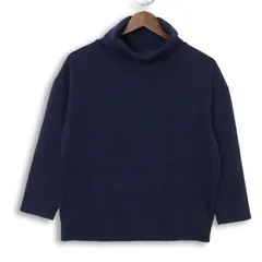 qualite カリテ アバハウス 秋冬 ストレッチ★ タートルネック カットソー ロンTシャツ Sz.F　レディース ネイビーのサムネイル