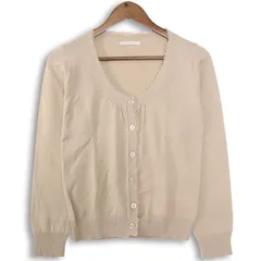 ELLE PLANETE エル・プラネット 秋冬 レース★ ニット カーディガン Sz.38 レディース ベージュのサムネイル