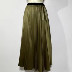 【イネド】INED プリーツスカート カーキ【7】美品 日本製 光沢あり