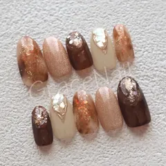 No.2224 現品販売！ネイルチップ　ブラウン/ニュアンス/マグネット