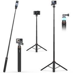 Action Camera Tripod, Lightweight, Portable, Long Vlog Accessory for DJI Osmo, Osmo Action 6/5, Action Pro/4/3, Pocket Magnetic Mount 3, GoPro Selfie Stick Hero 13/12/11/10, etc.