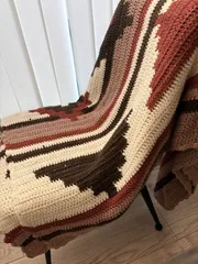 大判 グラニーニット ブランケット ネイティブ柄 ラグ・ソファーカバー インポート 【134cm×142cm】