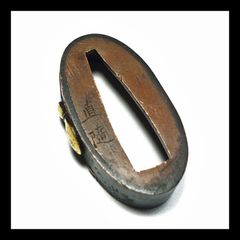 ☆時代本歌 赤銅地容彫唐獅子図目貫 無銘 高肉彫 毛彫 金色絵 細密金工