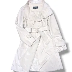 COMME CA ISM コムサイズム ムートンコート ベルテッド ファー エコムートン フェイク オフホワイト 白系 ベルト ロングコート ダブル レディース