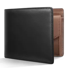 父の日（Black×Brown） プレゼント ギフトBOX入り 紳士用 男性 人気ブランド 折りたたみさいふ メンズ財布 一流の職人が作る 薄い 二つ折り財布 使いやすい RFIDスキミング防止 大容量 コンパクト 本革 オイルドレザー 2つ折り メンズ 財布
