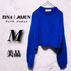 【美品】 TINA JOJUN ブルークロップニット M レディース 秋冬 アクリル混 スリム カジュアル ティーナジョジュン 古着
