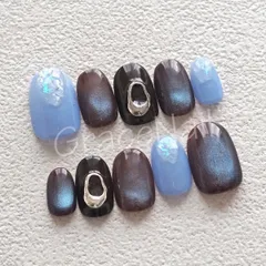 No.2253 現品販売！ネイルチップ　ブルー/ブラウン/マグネット