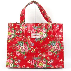 キャスキッドソン トートバッグ 花柄 PVC 鞄 カバン ブランド レディース レッド Cath Kidston 【中古】