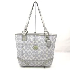 コーチ トートバッグ F18922 シグネチャー PVC レザー ショルダーバッグ 鞄 ブランド レディース ブルー COACH 【中古】