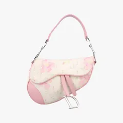 クリスチャンディオールChristian Diorサドル ピンク×ホワイト ファブリック×レザー 01RU 1013