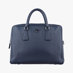 希少✨PRADA プラダ サフィアーノ ブリーフケース トートバッグ レザー プラダPradaビジネス ブリーフケース ブルー サフィアーノレザー