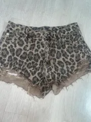 ヴィンテージ レオパード デニム ハーフパンツ カットオフ