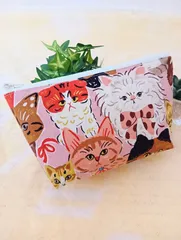 ファスナーポーチ(猫さん大集合ピンク)