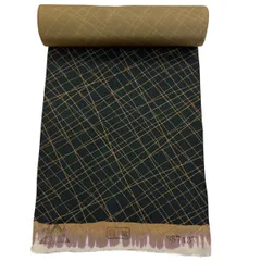 反物 秀品 小紋 竹 幾何学模様 深緑 正絹 【中古】