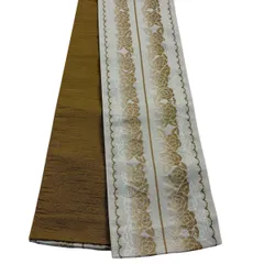 半幅帯 優品 薔薇 ベージュ 化繊 【中古】