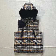 希少　archive　FUBU　フブ　フルジップアップ　シルバー　中綿ジップアップベスト　キルティング　コーデュロイ切替　取り外し可能フード　裾ドローコード　チェック柄　フラップポケット　両面ロゴ　Y2K　B系　平成レトロ　zip up puffer vest