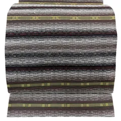 【美品】 袋帯 名品 縞 幾何学 黒灰 六通 正絹 【中古】