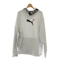 プーマ PUMA パーカー L 白 ホワイト 黒 ブラック 長袖 フード付き ロゴテープ /LP ■GY58