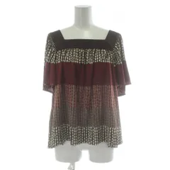 アンタイトル UNTITLED トップス カットソー 2 茶 ブラウン マルチカラー スクエアネック ドット柄 半袖 /PP ■GY58