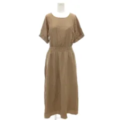 ビームスハート BEAMS HEART ワンピース ロング丈 茶 ブラウン 半袖 ラウンドネック ウエストゴム バックオープン /NL ■GY59