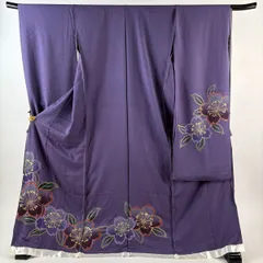 振袖 身丈174cm 裄丈72cm 未仕立て 仮絵羽 桜 金彩 紫 正絹 秀品 【中古】