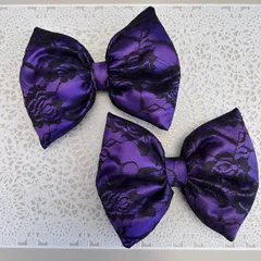 体育祭 文化祭 盛り髪 リボン 2個セット！ パープル×黒レース 紫 イベント 推し活