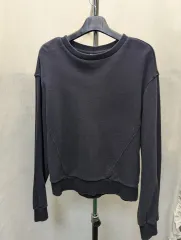 3 ラッキーマルシェ ブラック ラウンドネック スウェット Tシャツ m