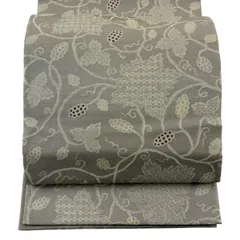 【美品】 袋帯 名品 西陣織 葡萄唐草 金糸 箔 灰紫 六通 正絹 【中古】