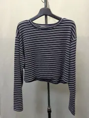 18 ナニング9 ボーダー柄 クロップド 長袖 Tシャツ s