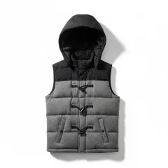 トミーヒルフィガー フード ダウン ベスト グレー ブラック