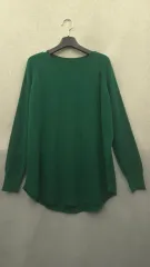 59 グリーン ラウンドネック ニット セーター