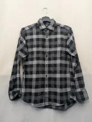 82 UNIQLO ブラック/グレー CHECK シャツ S