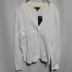 タグ付き未使用 TOMMY HILFIGER トミーヒルフィガー  レディース ケーブルニット カーディガン L 白