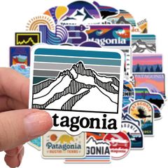 Snowboard stickers, PC stickers, DIY stickers, cell phone stickers, laptop stickers, motorcycle stickers, brand stickers, guitar stickers, outdoor waterproof stickers, helmet stickers, car stickers, Patagonia stickers, stylish brand stickers for stationery, 55-piece set. For Patagonia stickers.