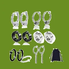 イヤーカフ レディース フープピアス イヤリング リング ノンホールピアス 金属アレルギー対応 メンズ ファッション アクセサリー フェイクピアス 6ペア12個セット YFFSFDC 収納ポーチ付き