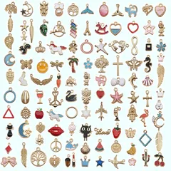 チャーム アクセサリーパーツ 100個セット ハンドメイド DIY ジュエリー製作 キーホルダー [Renjzle] ペンダントトップ ネックレス イヤリング 材料 手作り クラフト 手作りアクセサリー