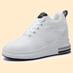 ヒールアップ 8cm厚底 軽量 レースアップ 厚底シューズ シークレットシューズ 美脚 厚底 身長アップ レディーススニーカー 厚底スニーカー レディース インヒールスニーカー [Fainyearn]