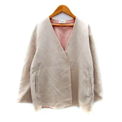 プラステ PLST ノーカラーコート ショート丈 前開き 無地 M オフホワイト /SY12