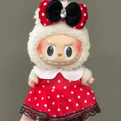 Labubu（ラブブ）用 着せ替え衣装 ミニーモチーフ ドットワンピース コスチューム POP MART ぬいぐるみ服 　ぬい服　マカロン　ハブシ　エナジー　商品No.45