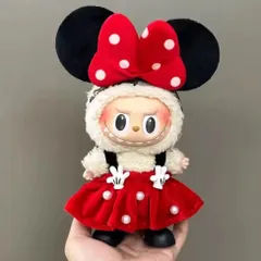 Labubu（ラブブ）用 着せ替え衣装 ミニーモチーフ ビッグイヤー 赤ドレス コスチューム POP MART ぬいぐるみ服　ディズニー　ぬい服　ハブシ　エナジー　マカロン　コカ・コーラ　服　商品No.46
