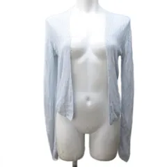 セオリー Theory 美品 リブニット カーディガン リネン 長袖 S 水色 ライトブルー 系 ■YHS11 0106