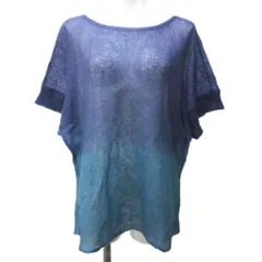 セオリー Theory チュニックニット カットソー グラデーション ウール 5分袖 半端袖 2 約M 青 ブルー 系  ■YHS11 0106